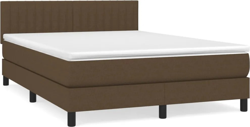 vidaXL sötétbarna szövet rugós ágy matraccal 140 x 190 cm