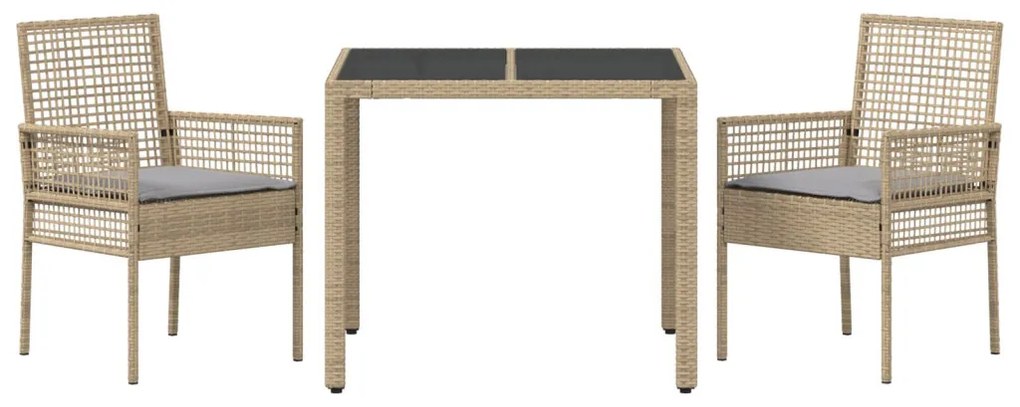 2 db Bézs Polirattan 90 x 90 x 75 cm UV-álló anyagok