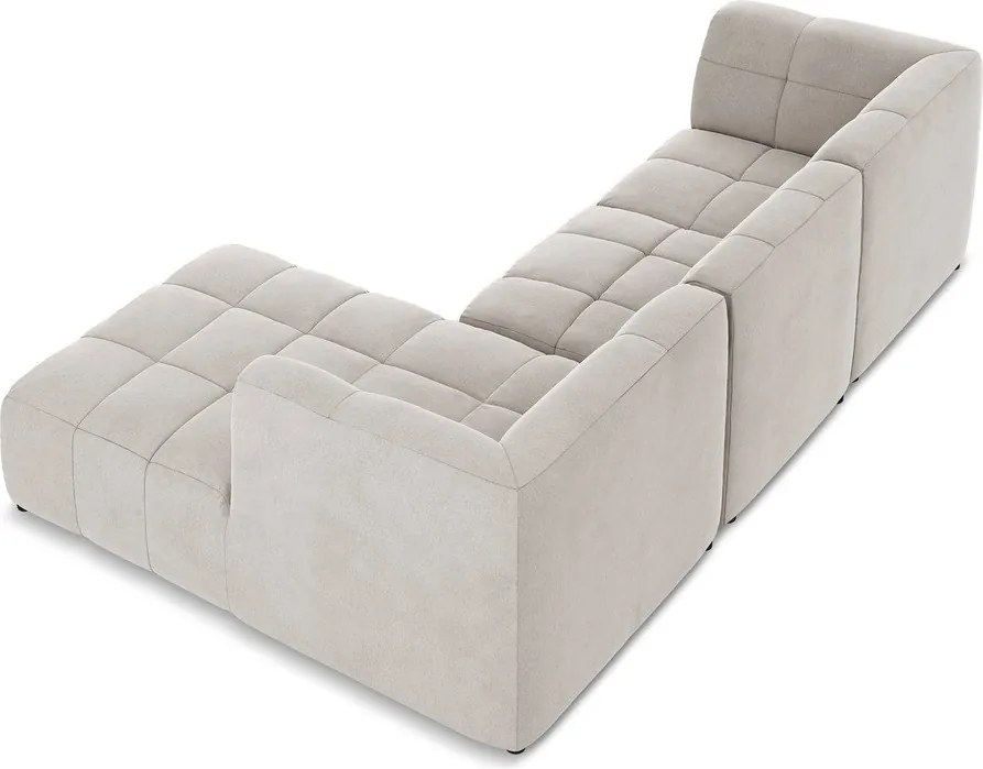 Bézs bársony sarokkanapé (jobb oldali-heverő résszel) Aloha – Makamii