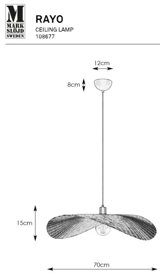 Markslöjd 108677 - Csillár zsinóron RAYO 1xE27/40W/230V bézs/bambusz