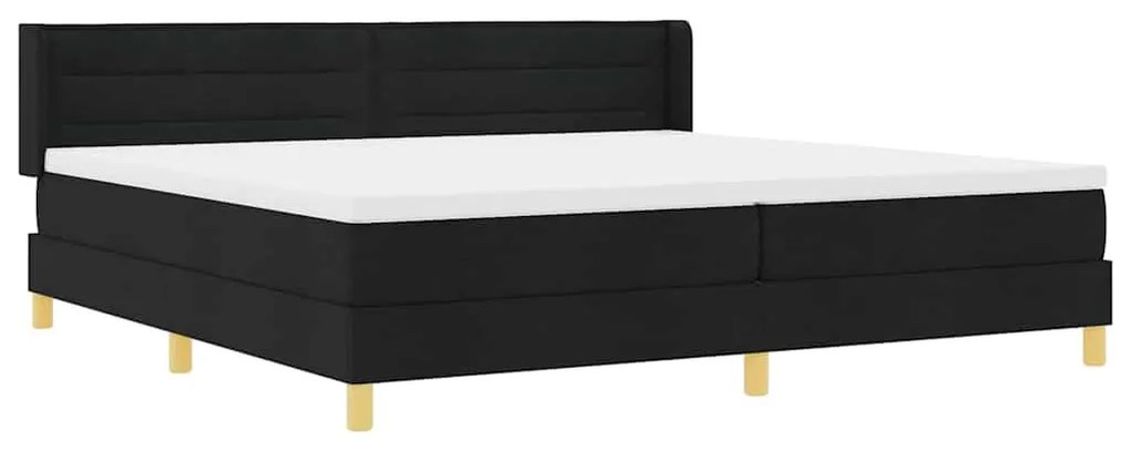 Boxrugós ágy Fekete és fehér és fekete 200 x 200 cm Hab