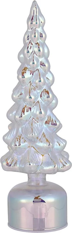 XMAS világító-forgó dekorfenyő LED fénnyel, ezüst 34 cm