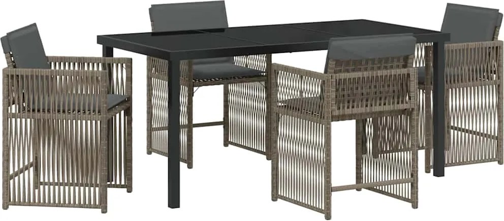 vidaXL Kert étkező szett 5 pcs Szürke polirattan