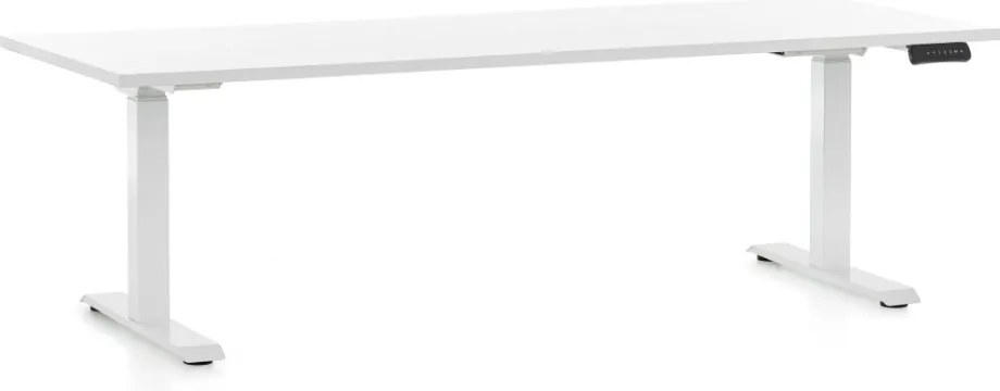 Állítható magasságú asztal OfficeTech D, 200 x 80 cm, fehér alap, fehér