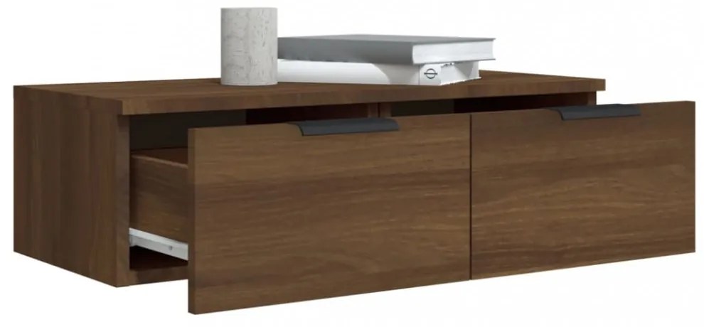 2 db barna tölgyszínű szerelt fa fali szekrény 68x30x20 cm