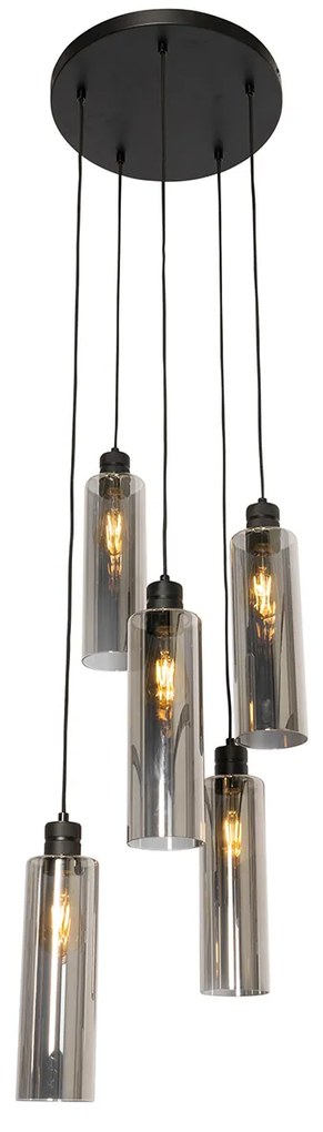 Okos függőlámpa fekete füstüveggel, 5 Wifi A60-nal - Stavelot