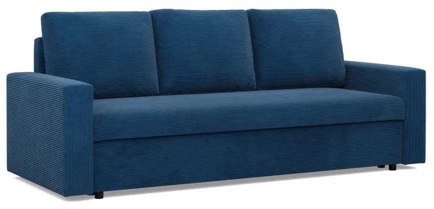 Zeus kanapéágy, kordbársony, bonell töltet, egyenes kartámasz, kék