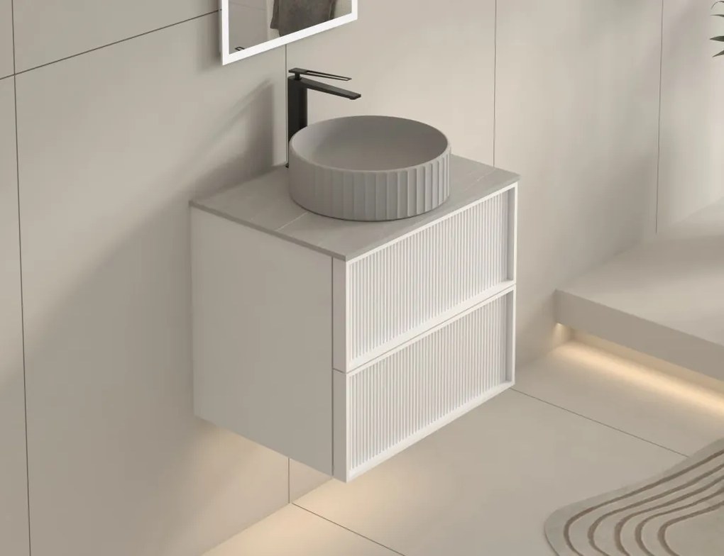 AREZZO design SAVONA 60 cm-es Fürdőszoba alsószekrény 2 fiók, matt fehér