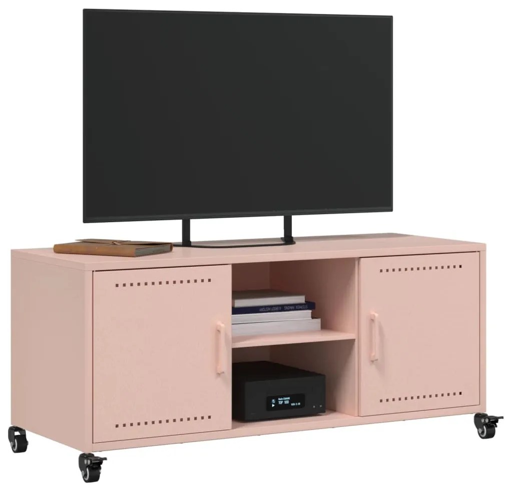 rózsaszín acél TV-szekrény 100,5 x 39 x 43,5 cm