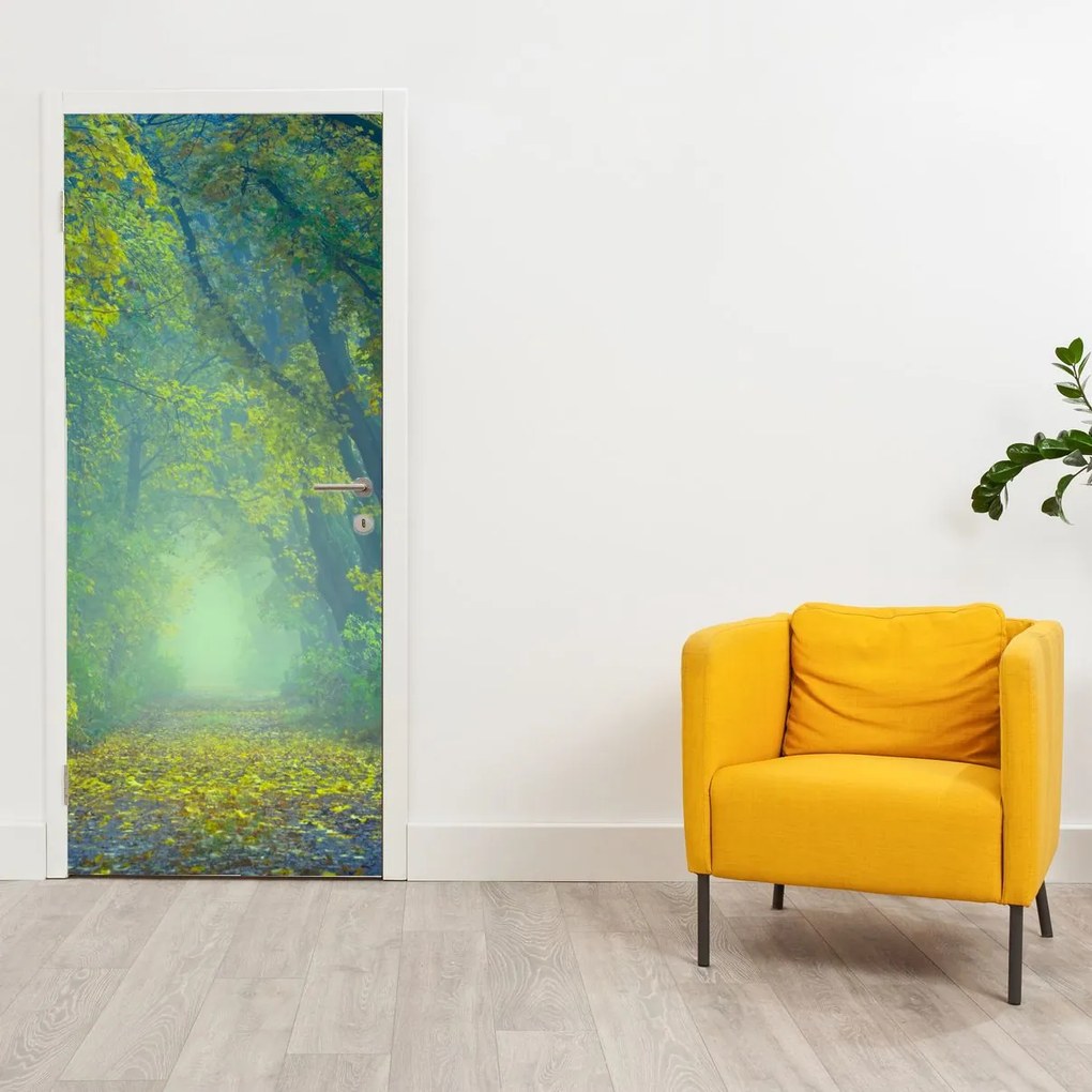 Fotótapéta ajtóra - Fákkal szegélyezett út (95x205cm)