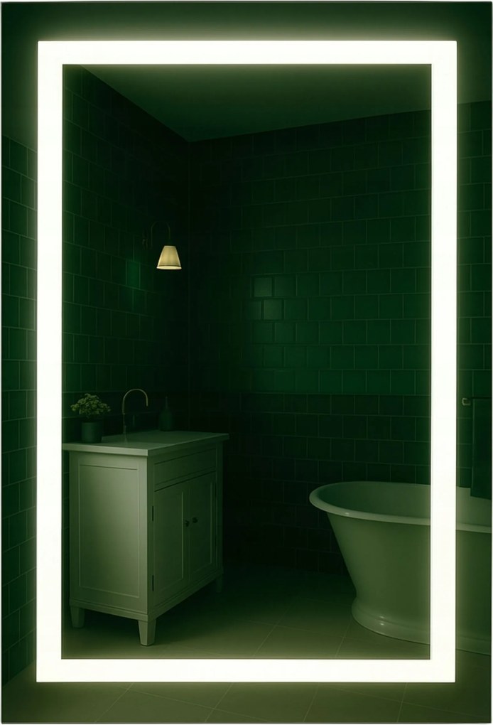 Led Tükör 40X50 CM Led Háttérvilágítás Luna Kapcsoló Nélkül