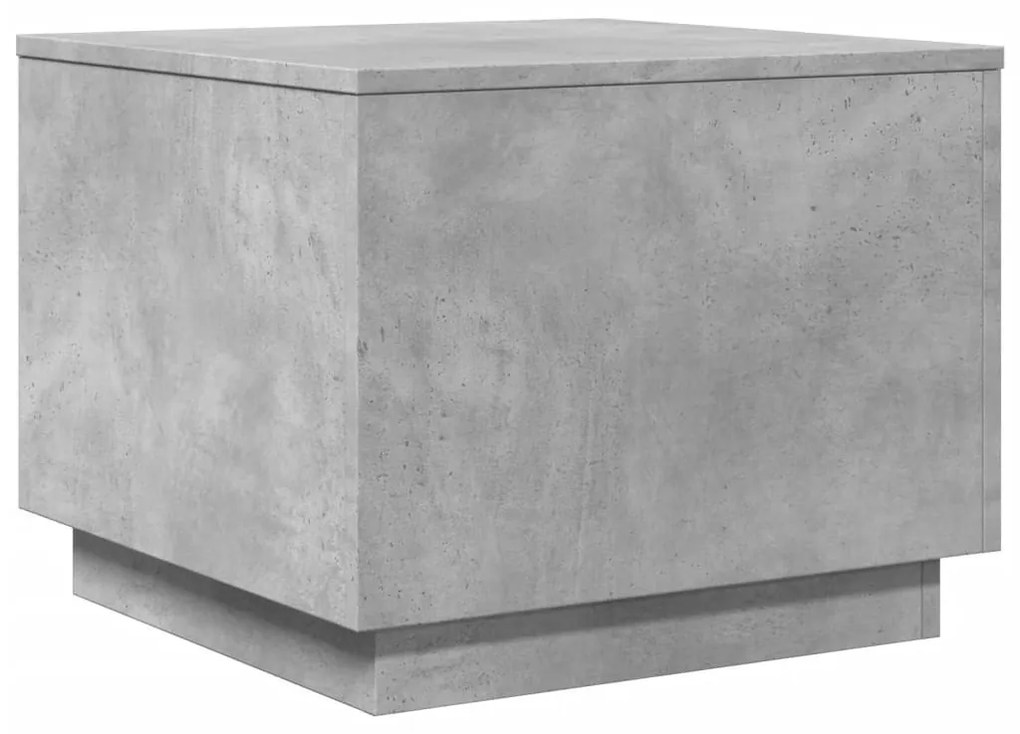 Betonszürke dohányzóasztal LED-lámpákkal 50 x 50 x 40 cm