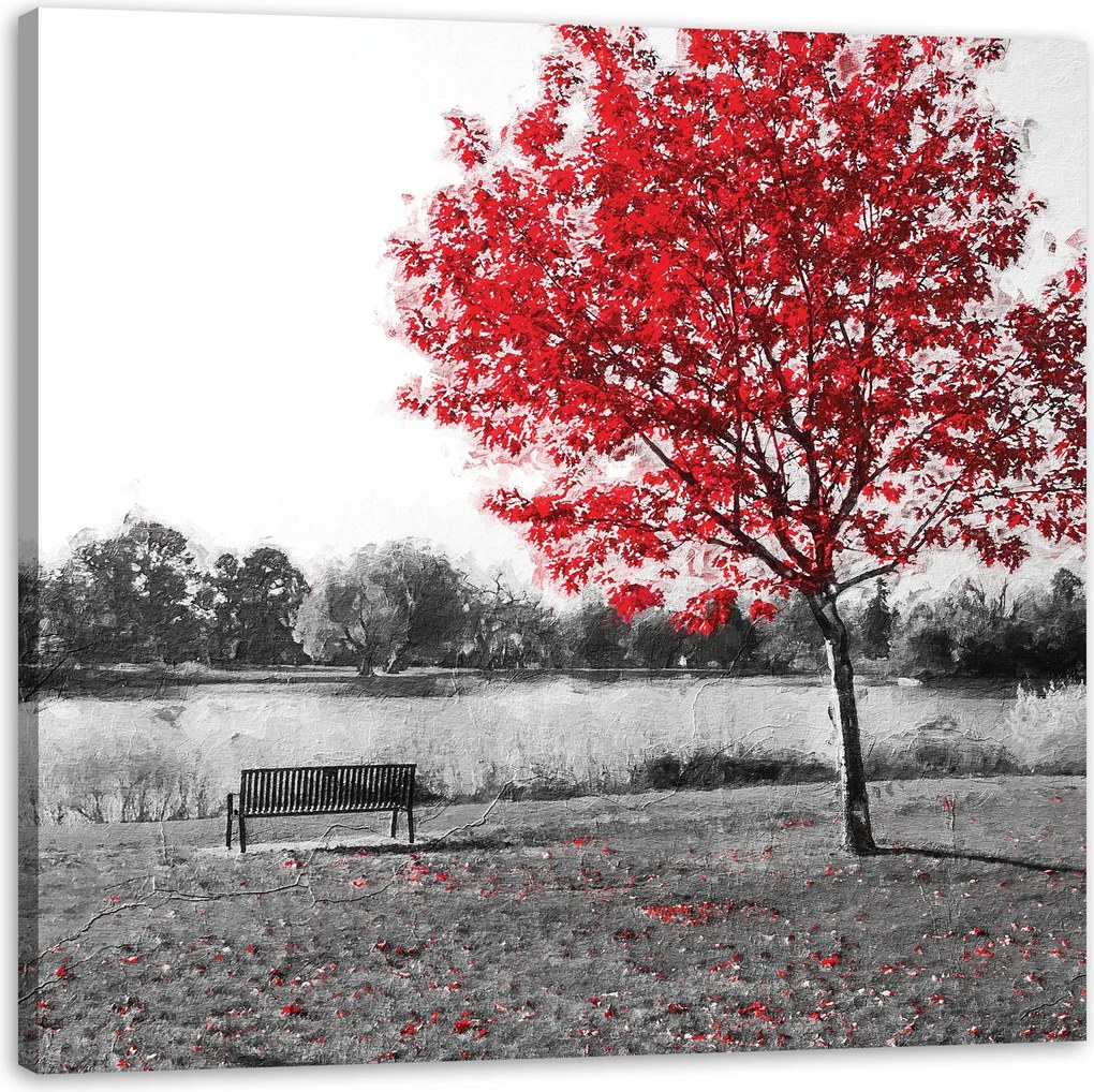 Vászonkép Szürke Piros levelek Kontraszt 40X40 cm