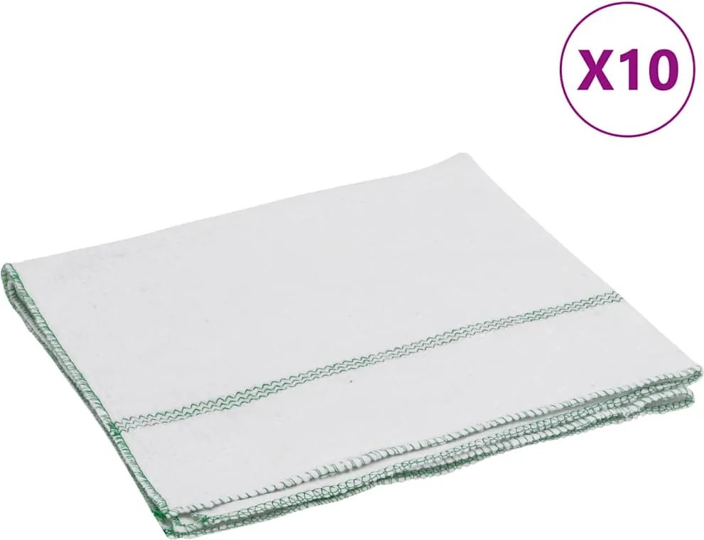 vidaXL 10 db fehér tisztító kendők zöld csíkokkal 50 x 60 cm