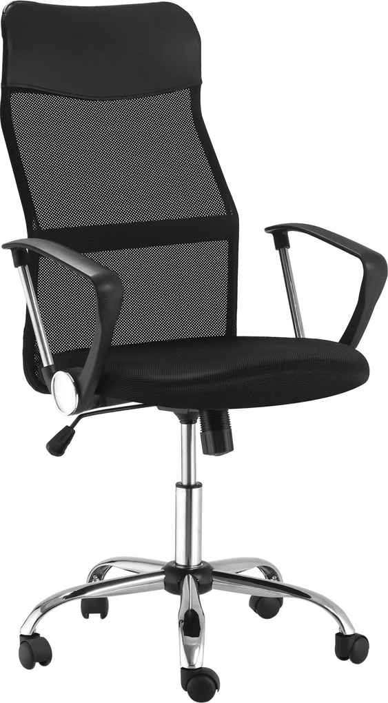 HOMCOM Ergonomikus Irodai Szék, Gamer Szék, Forgószék Rázzuk Funkcióval, Magasságban Állítható Íróasztali Szék, Hab, Hálós, Fekete, 63 x 65 x 109-119