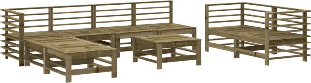 vidaXL 9 részes impregnált fenyőfa kerti pihenőgarnitúra