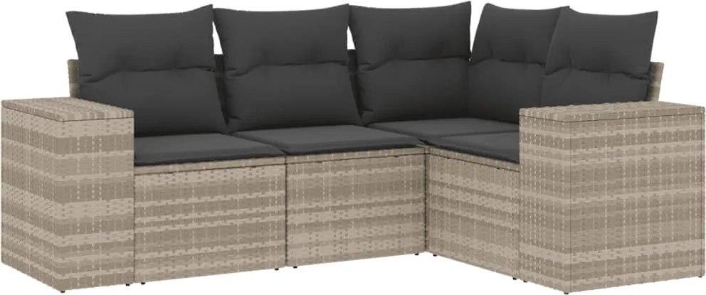 vidaXL 4 részes világosszürke polyrattan kerti ülőgarnitúra párnákkal