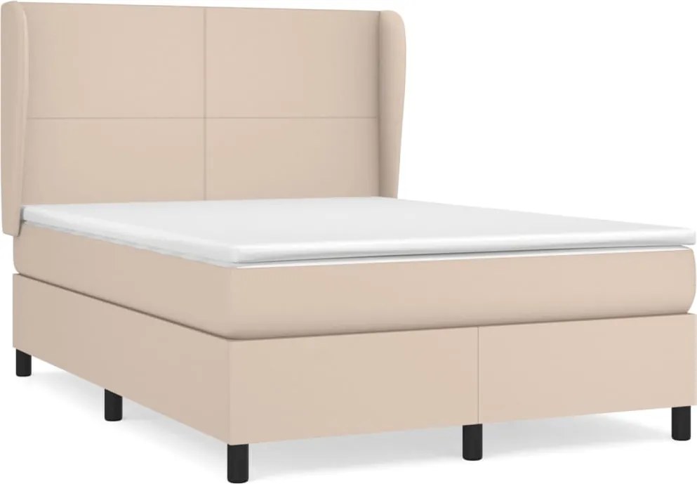 vidaXL cappuccino színű műbőr rugós ágy matraccal 140 x 190 cm