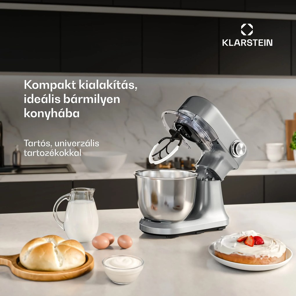 Klarstein Bella Evo konyhai robotgép | bolygókeverő rendszer | 3 keverőfelszerelés | 1500 W | 5 l