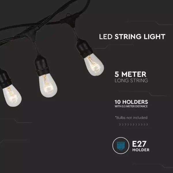 Kültéri lánc STRING 5m 10xE27/40W/230V IP54