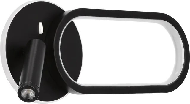 Érme Fali Lámpa Ovális Fekete 13W Led 3000K, 4000K, 6000K Lámpabúra Fehér