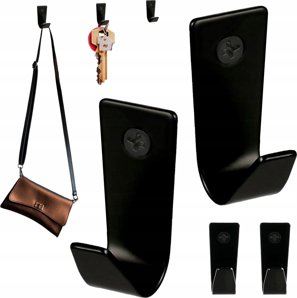 Akasztó 2 Db Fekete Fürdőszobai Csavaros Fém Szilárd Törölköző Kulcsok