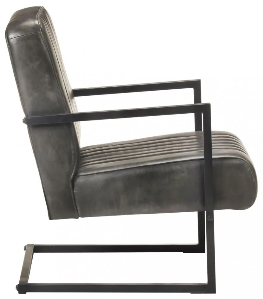 vidaXL kopott szürke valódi bőr szánkótalpas fotel