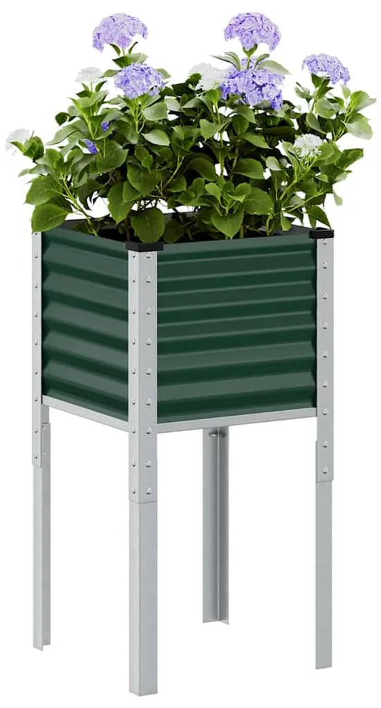 zöld acél kerti virágláda 45 x 45 x 88 cm