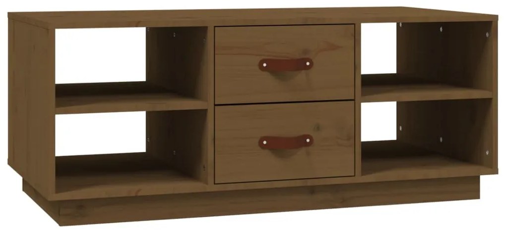 Mézbarna tömör fenyőfa dohányzóasztal 100 x 50 x 41 cm
