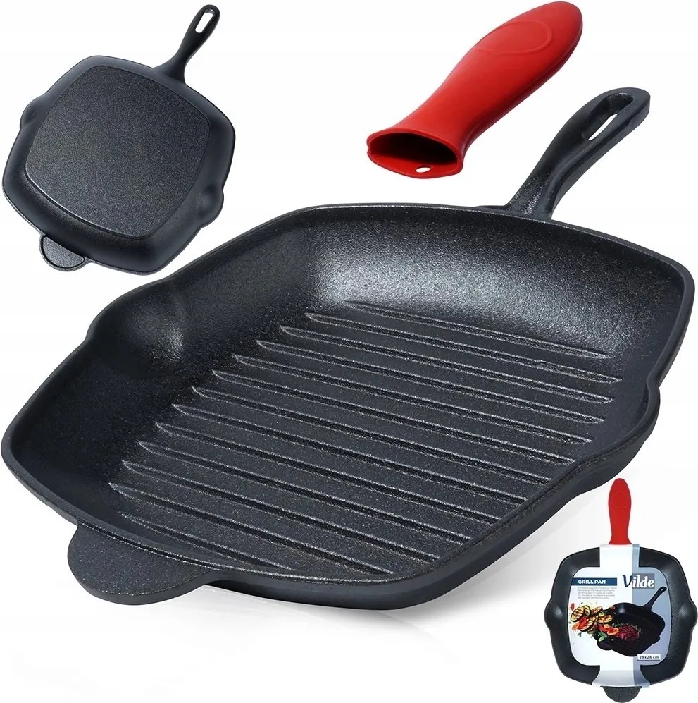 Indukciós serpenyő Grillezéshez Öntöttvas Négyzet alakú Vilde 28 x 28 cm