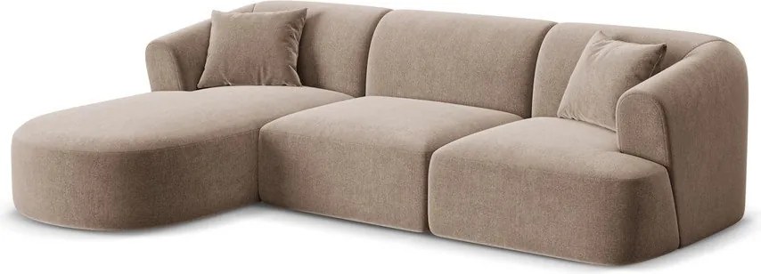 Világosbarna bársony sarokkanapé (bal oldali-heverő résszel) Campi – Cosmopolitan Design