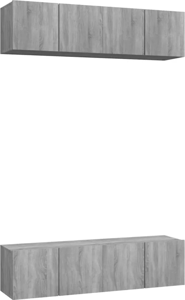 vidaXL 4 db szürke sonoma színű szerelt fa fali TV-szekrény 60x30x30cm
