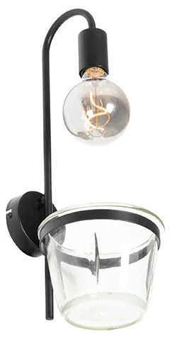 Modern fali lámpa fekete üveggel - Roslini