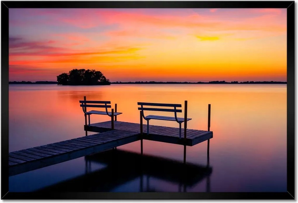 Poszterek keretben 60x40 Naplemente tó