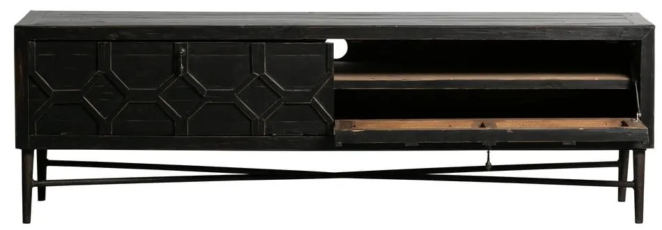 Fekete újrahasznosított fa TV-állvány 160x50x45 cm Bequest – WOOOD