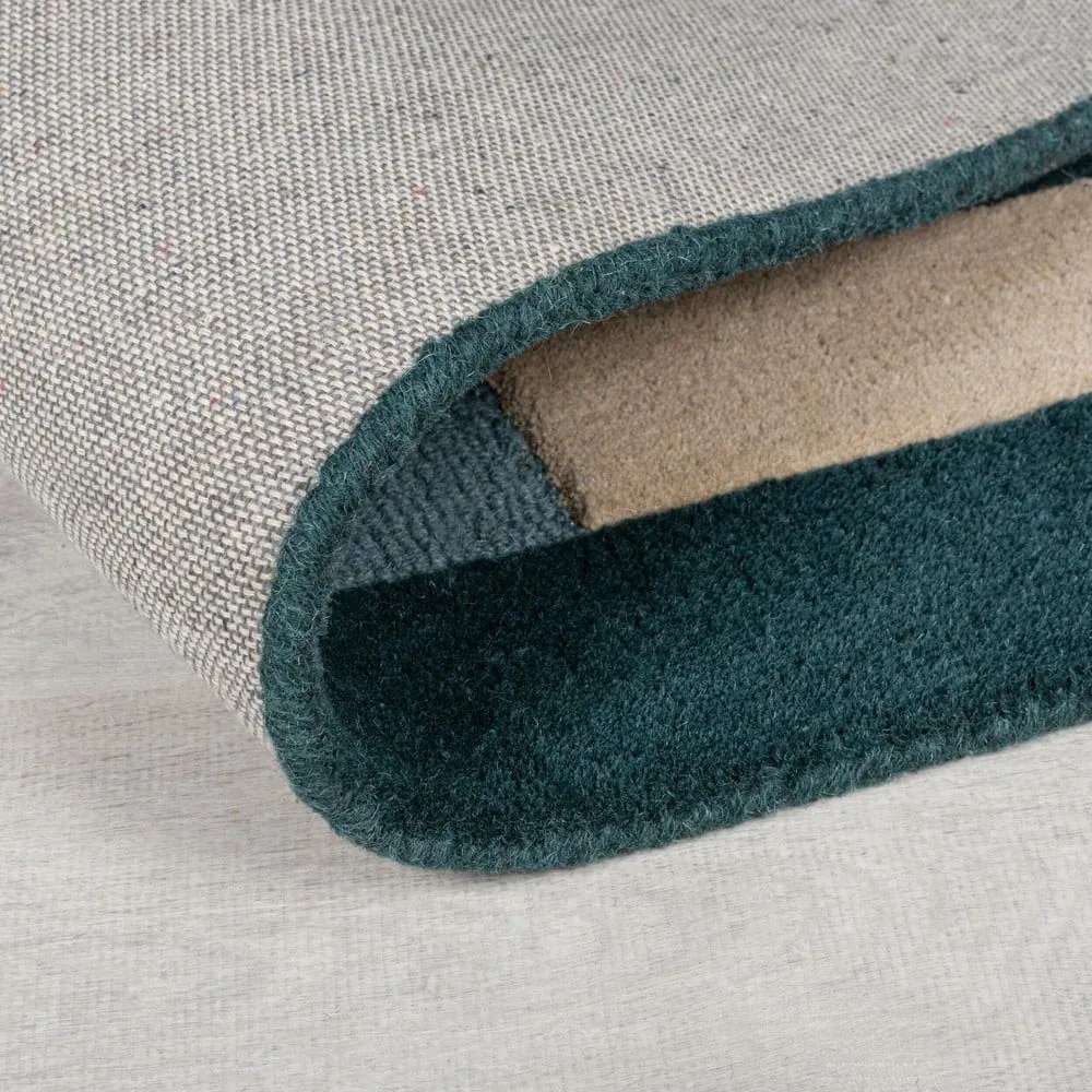 Sötétzöld kézi szövésű gyapjú szőnyeg 150x240 cm Labyrinth Shaped – Flair Rugs