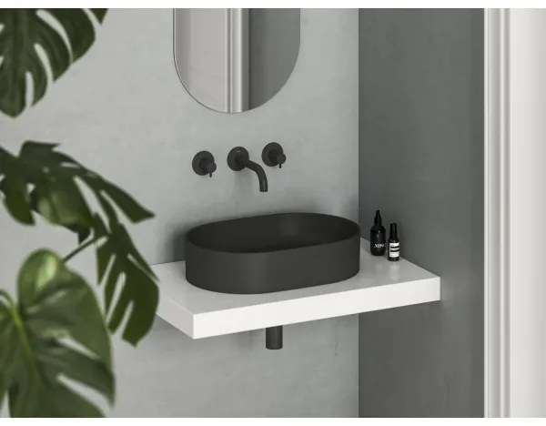 Ravak XJX0D155000 - Asztallapra helyezhető mosdó CERAMIC SLIM 55x37 cm kerámia/fekete