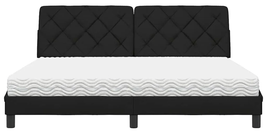 fekete szövet ágy matraccal 180x200 cm