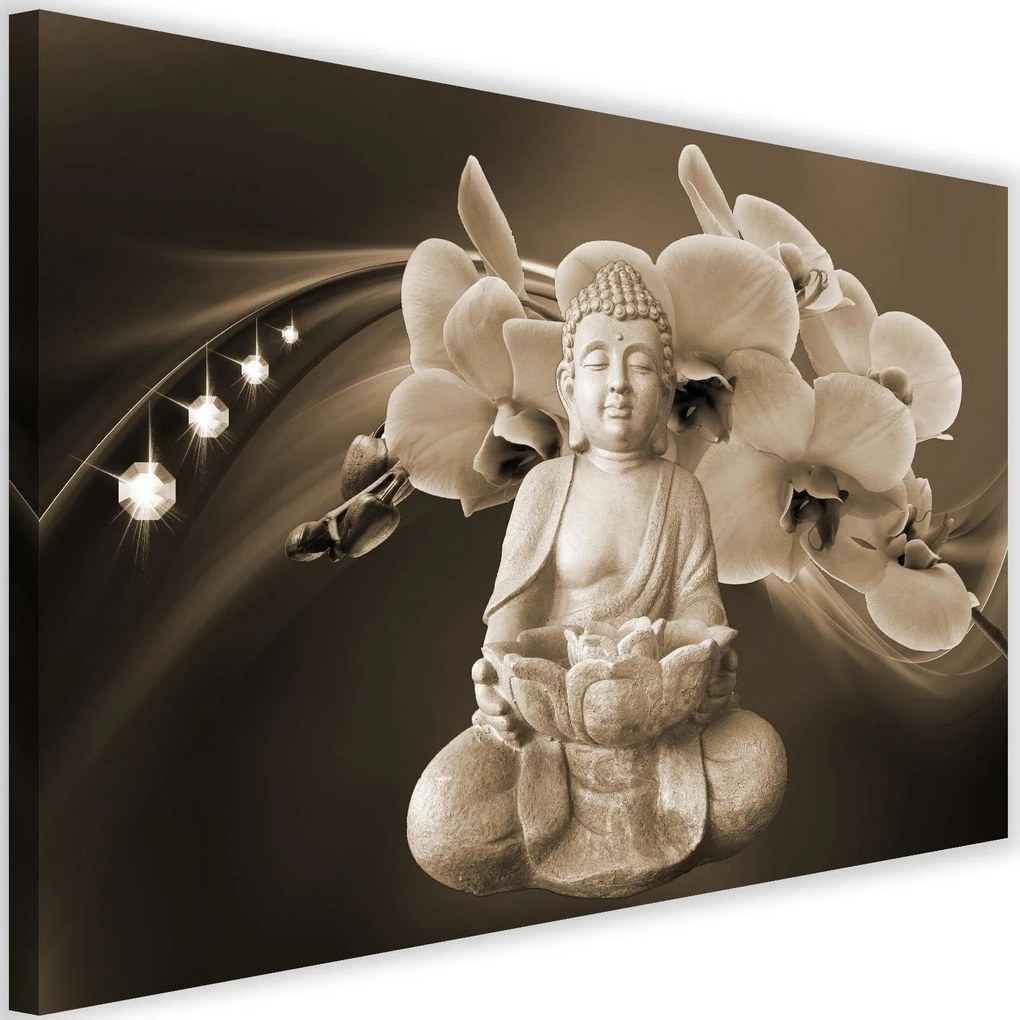 Modern kép 120x80cm &#8211; Buddha With Orchids 4 