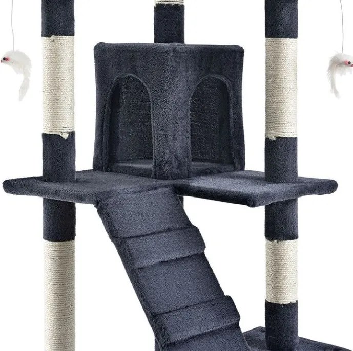 Macska kaparófa 170 cm ágyakkal házikókkal és oszlopokkal