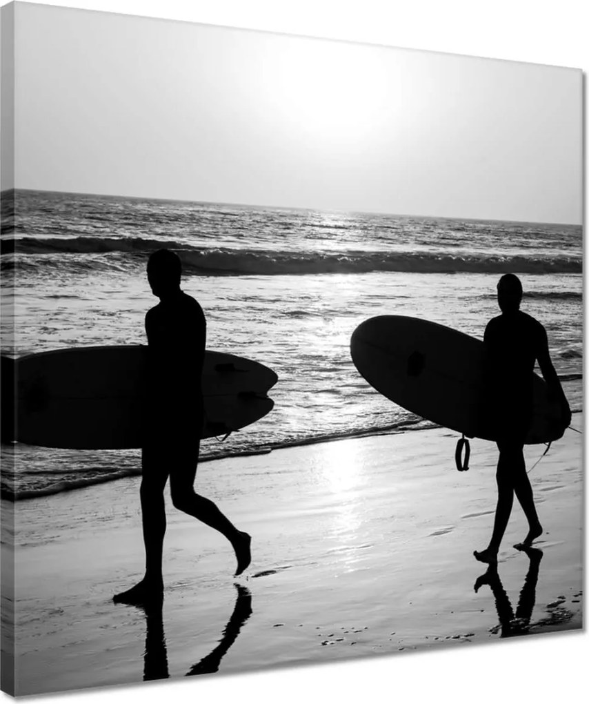 Vászonkép 40x40 Szörfösök tengerpart deszka