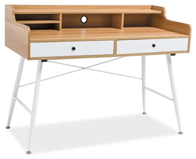 STALAS B-160 íróasztal, 123x93x56, sonoma/fehér