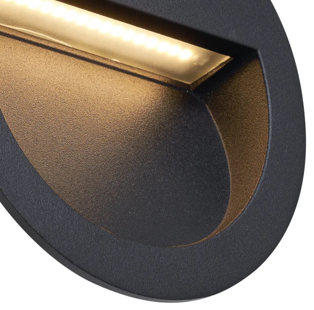 Modern beépíthető fali lámpa fekete LED-del IP65 - Gem