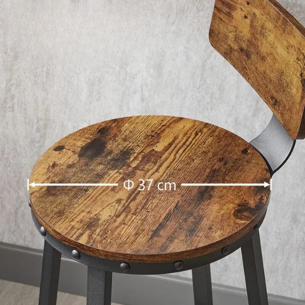 LUND bárszék karfával, 2 db, 99x54cm, barna/fekete Vasagle