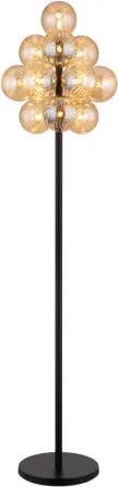 Globo 56146S Állólámpa, fém matt fekete, borostyánszínű üveggolyók, PVC kábel fekete, lábkapcsoló a kábelen, ø: 395mm, M: 1600mm, kábelhossz 1800mm, 13x G9 LED 4W 230V izzók nélkül