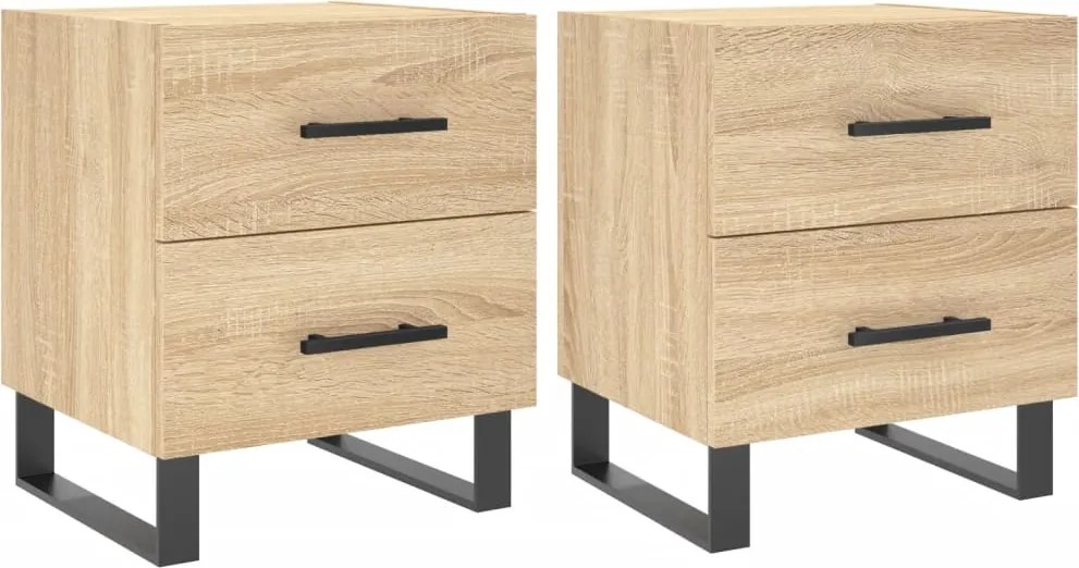 vidaXL 2 db sonoma tölgy színű szerelt fa éjjeliszekrény 40x35x47,5 cm