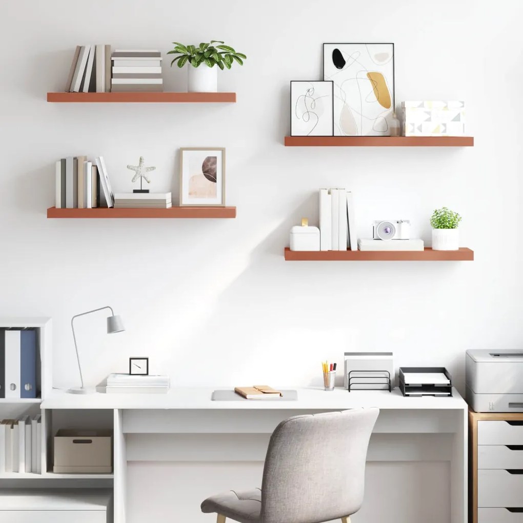 Falpolc Falra szerelhető 4 pcs Piros 90 x 23,5 x 4 cm Faanyag