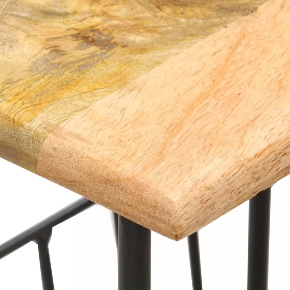 vidaXL tömör mangófa és acél újságtartó 40 x 30 x 50 cm