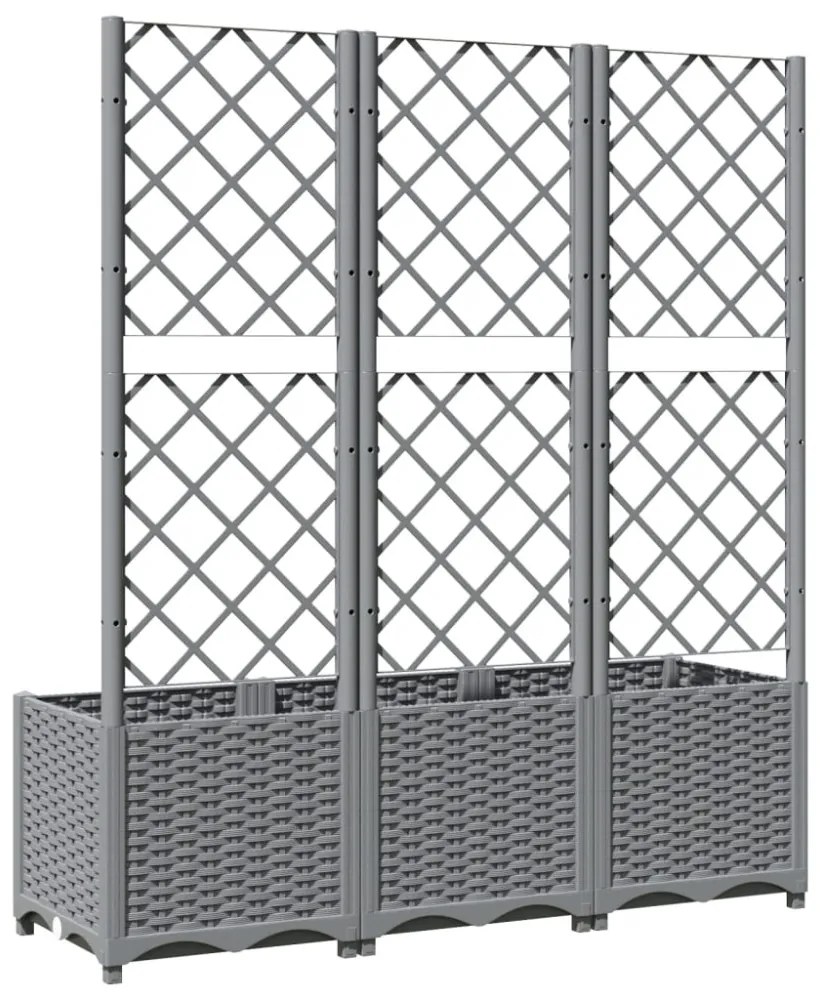 világosszürke PP rácsos kerti ültetőláda 120 x 40 x 136 cm