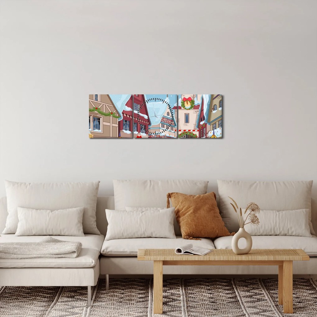Kép - téli sikátor (órával) (90x30 cm)